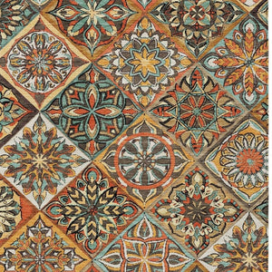HomeRoots 9' X 12' Vibrant Gold and Orange Patchwork Area Rug – Washable, Durable, Perfect for Indoor/Outdoor Use 640638