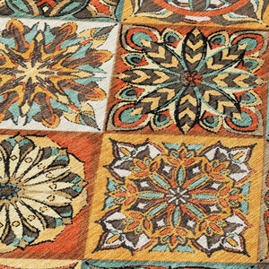 HomeRoots 9' X 12' Vibrant Gold and Orange Patchwork Area Rug – Washable, Durable, Perfect for Indoor/Outdoor Use 640638