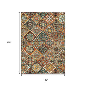 HomeRoots 10' Stylish Gold and Orange Patchwork Washable Area Rug – Durable Indoor/Outdoor Decor Solution! 640639