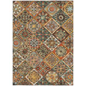 HomeRoots 10' Stylish Gold and Orange Patchwork Washable Area Rug – Durable Indoor/Outdoor Decor Solution! 640639