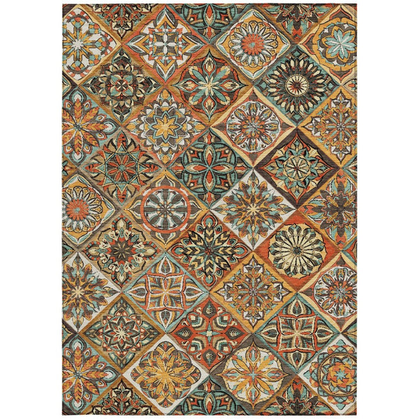 HomeRoots 10' Stylish Gold and Orange Patchwork Washable Area Rug – Durable Indoor/Outdoor Decor Solution! 640639