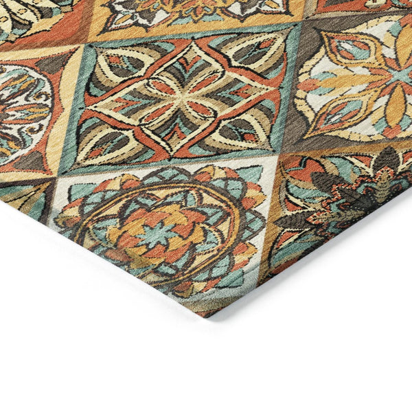 HomeRoots 10' Stylish Gold and Orange Patchwork Washable Area Rug – Durable Indoor/Outdoor Decor Solution! 640639