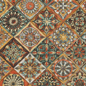 HomeRoots 10' Stylish Gold and Orange Patchwork Washable Area Rug – Durable Indoor/Outdoor Decor Solution! 640639