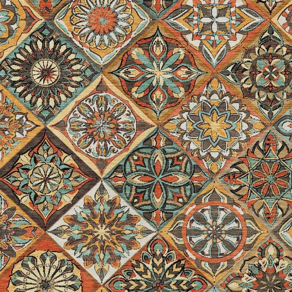 HomeRoots 10' Stylish Gold and Orange Patchwork Washable Area Rug – Durable Indoor/Outdoor Decor Solution! 640639