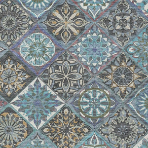 HomeRoots 8' X 10' Teal Blue & Ivory Patchwork Area Rug - Washable, Durable, Versatile for Indoor & Outdoor Use 640643