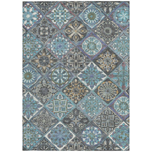 HomeRoots 8' X 10' Teal Blue & Ivory Patchwork Area Rug - Washable, Durable, Versatile for Indoor & Outdoor Use 640643
