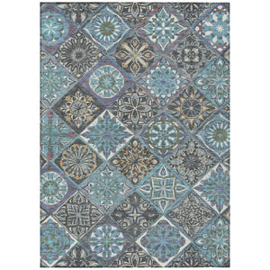HomeRoots 8' X 10' Teal Blue & Ivory Patchwork Area Rug - Washable, Durable, Versatile for Indoor & Outdoor Use 640643