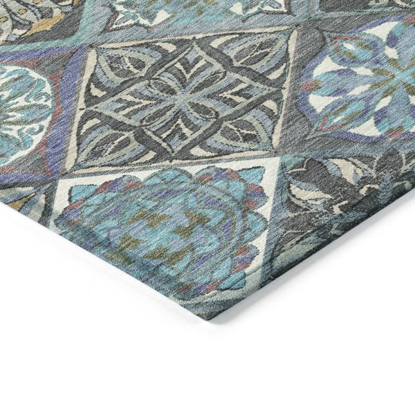 HomeRoots 8' X 10' Teal Blue & Ivory Patchwork Area Rug - Washable, Durable, Versatile for Indoor & Outdoor Use 640643