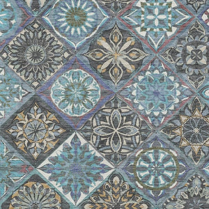 HomeRoots 9' Teal Blue and Ivory Patchwork Area Rug - Washable, Durable, Indoor/Outdoor, Perfect for High-Traffic Spaces 640644