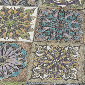HomeRoots 8' X 10' Washable Taupe and Green Patchwork Area Rug - Durable, Stain-Resistant for Indoor/Outdoor Use 640649