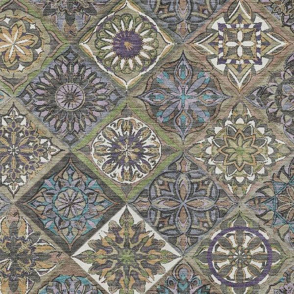 HomeRoots 10' Taupe and Green Patchwork Area Rug - Washable, Durable Comfort for Indoor & Outdoor Spaces! 640651