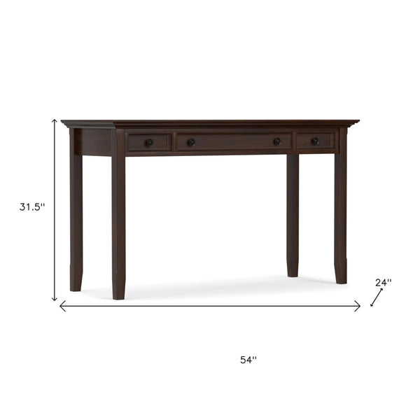 HomeRoots 54" Brown Solid Wood Computer Desk - Durable Pine, Spacious Work Surface, Classic Design for Home Office 640676