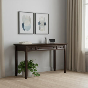 HomeRoots 54" Brown Solid Wood Computer Desk - Durable Pine, Spacious Work Surface, Classic Design for Home Office 640676