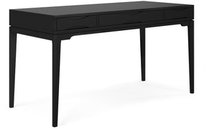 HomeRoots 60" Black Wood Computer Desk - Mid-Century Modern Design, Durable, Spacious & Stylish Workspace Solution 640677
