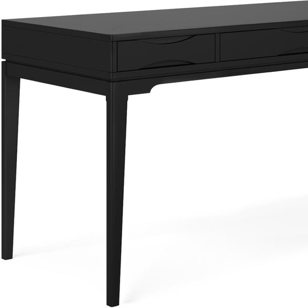 HomeRoots 60" Black Wood Computer Desk - Mid-Century Modern Design, Durable, Spacious & Stylish Workspace Solution 640677