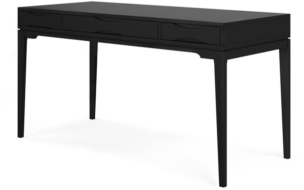 HomeRoots 60" Black Wood Computer Desk - Mid-Century Modern Design, Durable, Spacious & Stylish Workspace Solution 640677