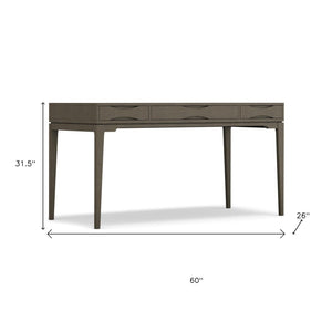 HomeRoots 60" Gray Wood Computer Desk - Stylish Mid-Century Modern Design for Home Office & Workspace Upgrade 640678