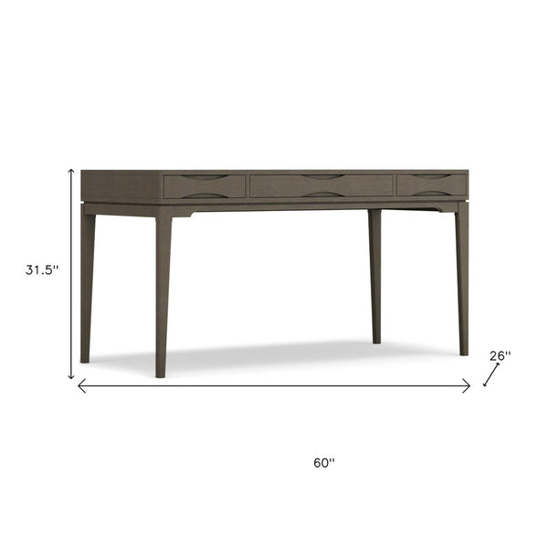HomeRoots 60" Gray Wood Computer Desk - Stylish Mid-Century Modern Design for Home Office & Workspace Upgrade 640678