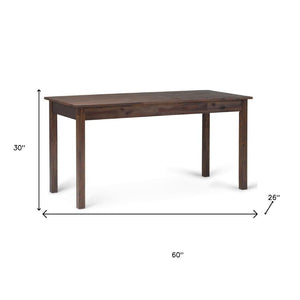 HomeRoots 60" Brown Wood Computer Desk – Elegant Executive Workspace with Ample Surface for Home or Office Use 640679