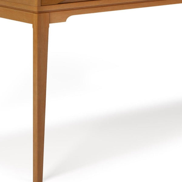 HomeRoots 60" Brown Wood Computer Desk - Stylish Mid-Century Modern Design for Home & Office Workspaces 640681