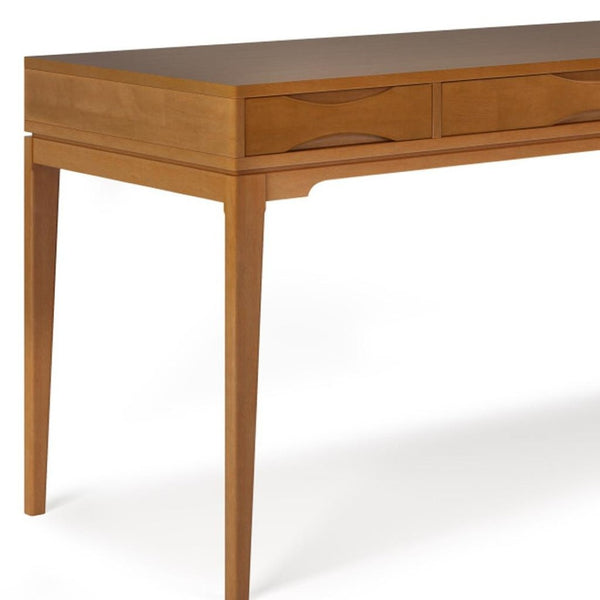 HomeRoots 60" Brown Wood Computer Desk - Stylish Mid-Century Modern Design for Home & Office Workspaces 640681
