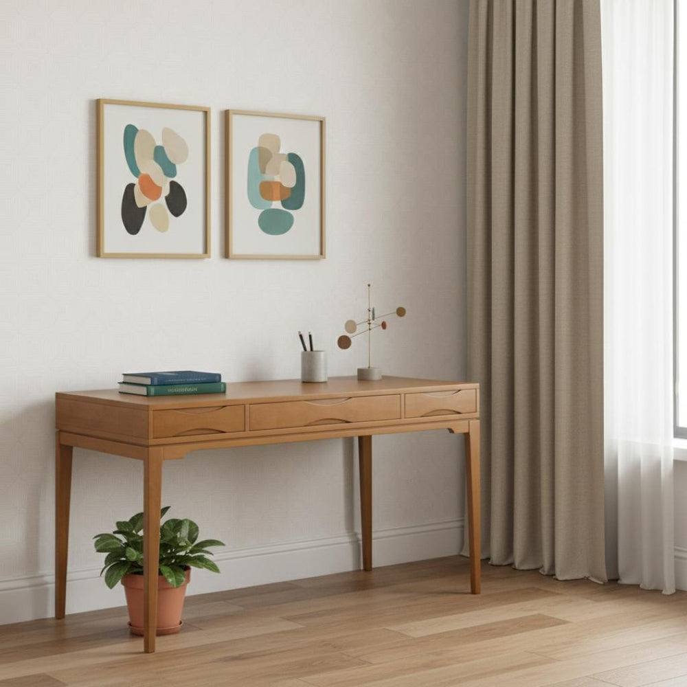 HomeRoots 60" Brown Wood Computer Desk - Stylish Mid-Century Modern Design for Home & Office Workspaces 640681