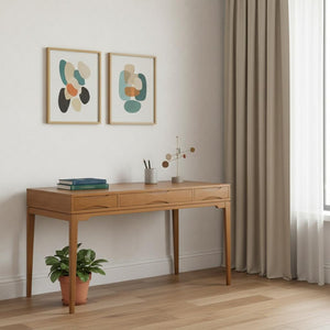HomeRoots 60" Brown Wood Computer Desk - Stylish Mid-Century Modern Design for Home & Office Workspaces 640681