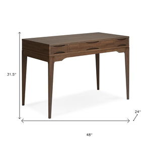 HomeRoots 48" Brown Wood Computer Desk - Classic Mid-Century Design for Stylish Workspaces, Easy Assembly! 640684