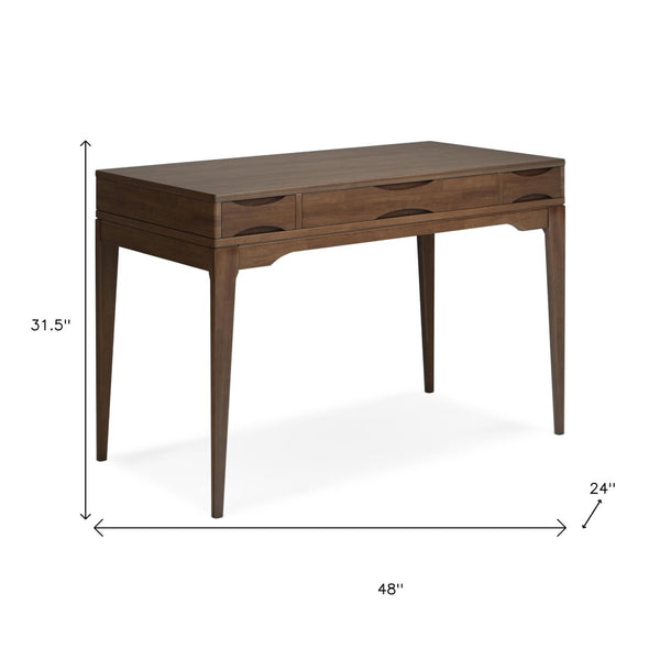 HomeRoots 48" Brown Wood Computer Desk - Classic Mid-Century Design for Stylish Workspaces, Easy Assembly! 640684