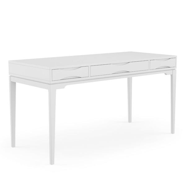 HomeRoots 60" White Wood Computer Desk - Stylish Mid-Century Design, Spacious Work Surface, Easy Assembly! 640685
