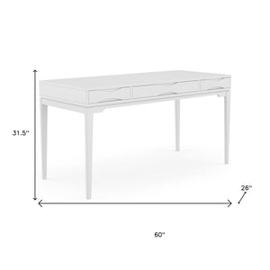 HomeRoots 60" White Wood Computer Desk - Stylish Mid-Century Design, Spacious Work Surface, Easy Assembly! 640685