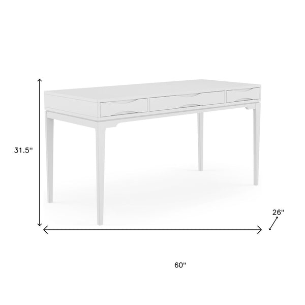 HomeRoots 60" White Wood Computer Desk - Stylish Mid-Century Design, Spacious Work Surface, Easy Assembly! 640685
