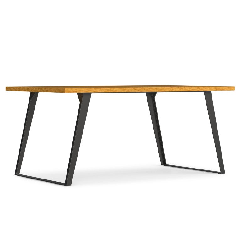 HomeRoots 66 Inch Wood Top Iron Frame Base Dining Table Modern Industrial Style Seats Six Oak / Graphite 640693