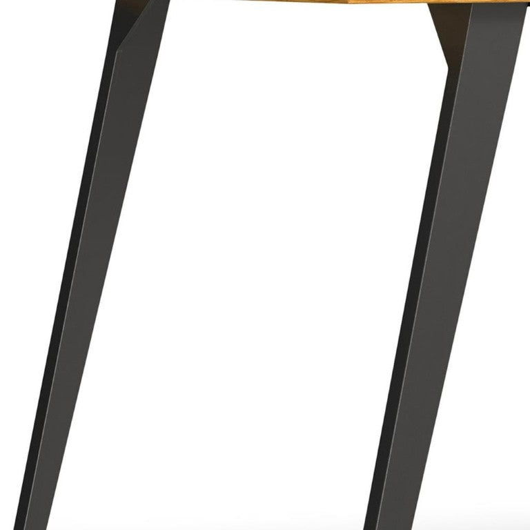 HomeRoots 66 Inch Wood Top Iron Frame Base Dining Table Modern Industrial Style Seats Six Oak / Graphite 640693