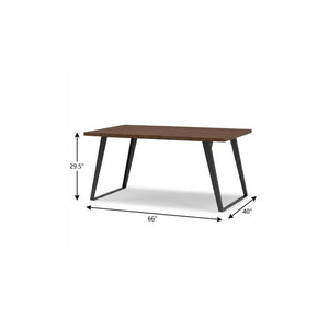 66 Inch Wood Top Iron Frame Base Dining Table Modern Industrial Style Seats Six