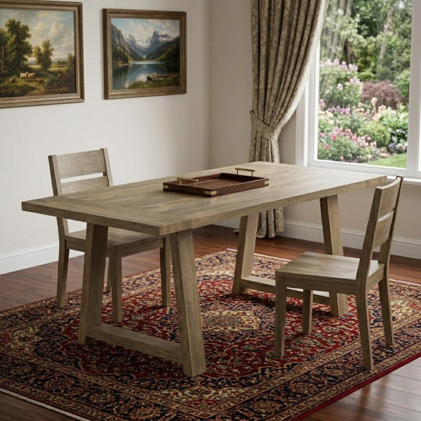 72 Inch Solid Wood Trestle Dining Table Farmhouse Style Seats Six for Large Gatherings