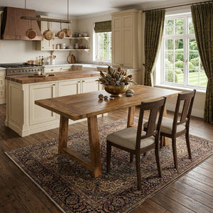 72 Inch Solid Wood Trestle Dining Table Farmhouse Style Seats Six for Large Gatherings