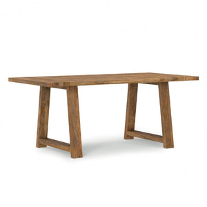 HomeRoots 72 Inch Solid Wood Trestle Dining Table Farmhouse Style Seats Six for Large Gatherings Natural 640697