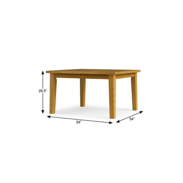 54 Inch Square Oak Wood Dining Table Solid Surface for Modern Family Gatherings