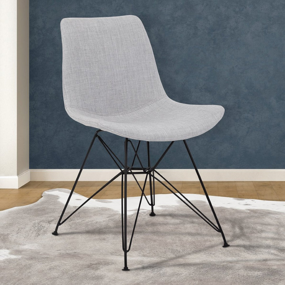 English Elm Palmetto Contemporary Gray Fabric Dining Chairs with Sleek Metal Legs Set of 2 B2736S00024
