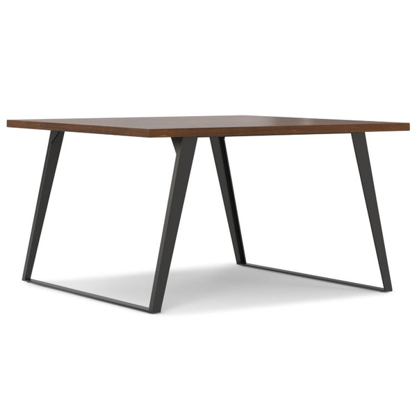 HomeRoots 54 Inch Square Dining Table with Sturdy Iron Pedestal Base for Modern Rooms Walnut / Graphite 640701