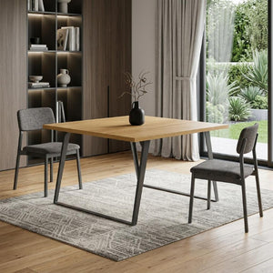 54 Inch Square Dining Table with Sturdy Iron Pedestal Base for Modern Rooms