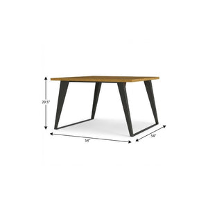 54 Inch Square Dining Table with Sturdy Iron Pedestal Base for Modern Rooms