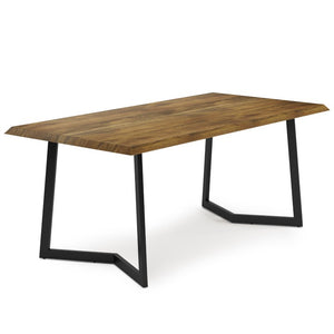 HomeRoots 72 Inch Solid Wood and Iron Frame Base Dining Table for Industrial Farmhouse Interiors Brown / Charcoal 640703