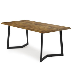 72 Inch Solid Wood and Iron Frame Base Dining Table for Industrial Farmhouse Interiors