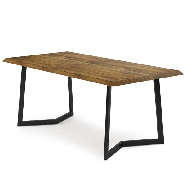 72 Inch Solid Wood and Iron Frame Base Dining Table for Industrial Farmhouse Interiors