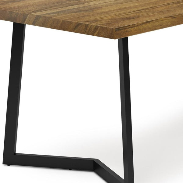 72 Inch Solid Wood and Iron Frame Base Dining Table for Industrial Farmhouse Interiors