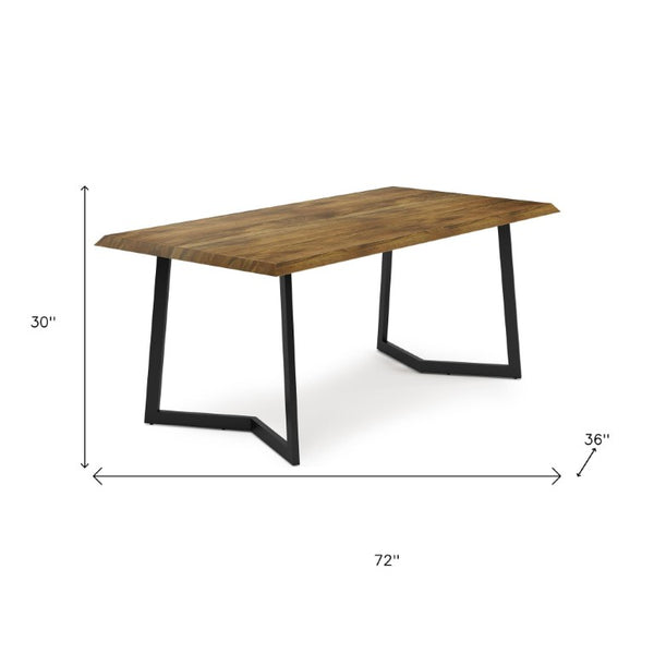 72 Inch Solid Wood and Iron Frame Base Dining Table for Industrial Farmhouse Interiors