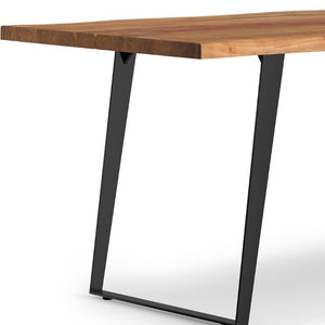 72 Inch Solid Wood Live Edge Dining Table with Iron Base for Modern Rustic Rooms