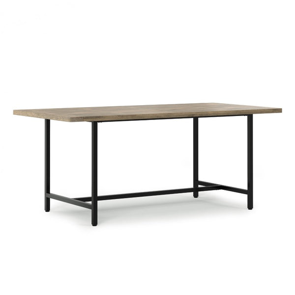 72 Inch Solid Wood and Iron Frame Base Dining Table for Industrial Farmhouse Interiors